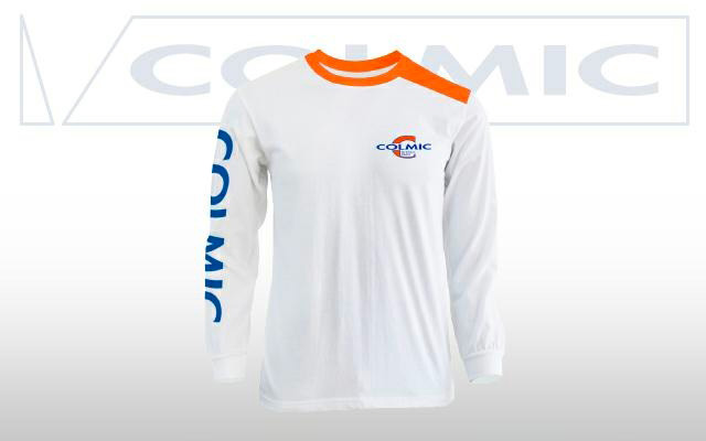 colmic T-SHIRT LONG/SLEEVES: WHITE/ORANGE ABT017A.jpg