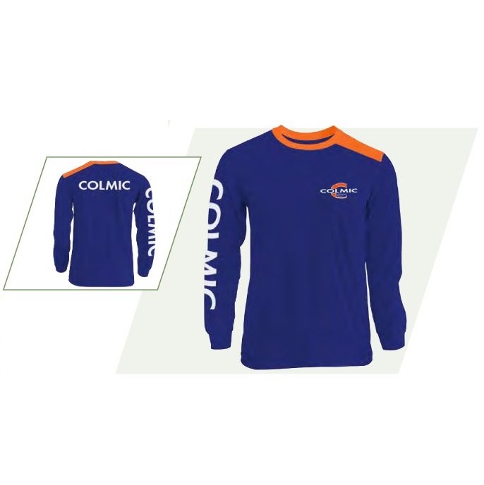 colmic T-SHIRT LONG/SLEEVES: BLUE/ORANGE ABT018A.jpg